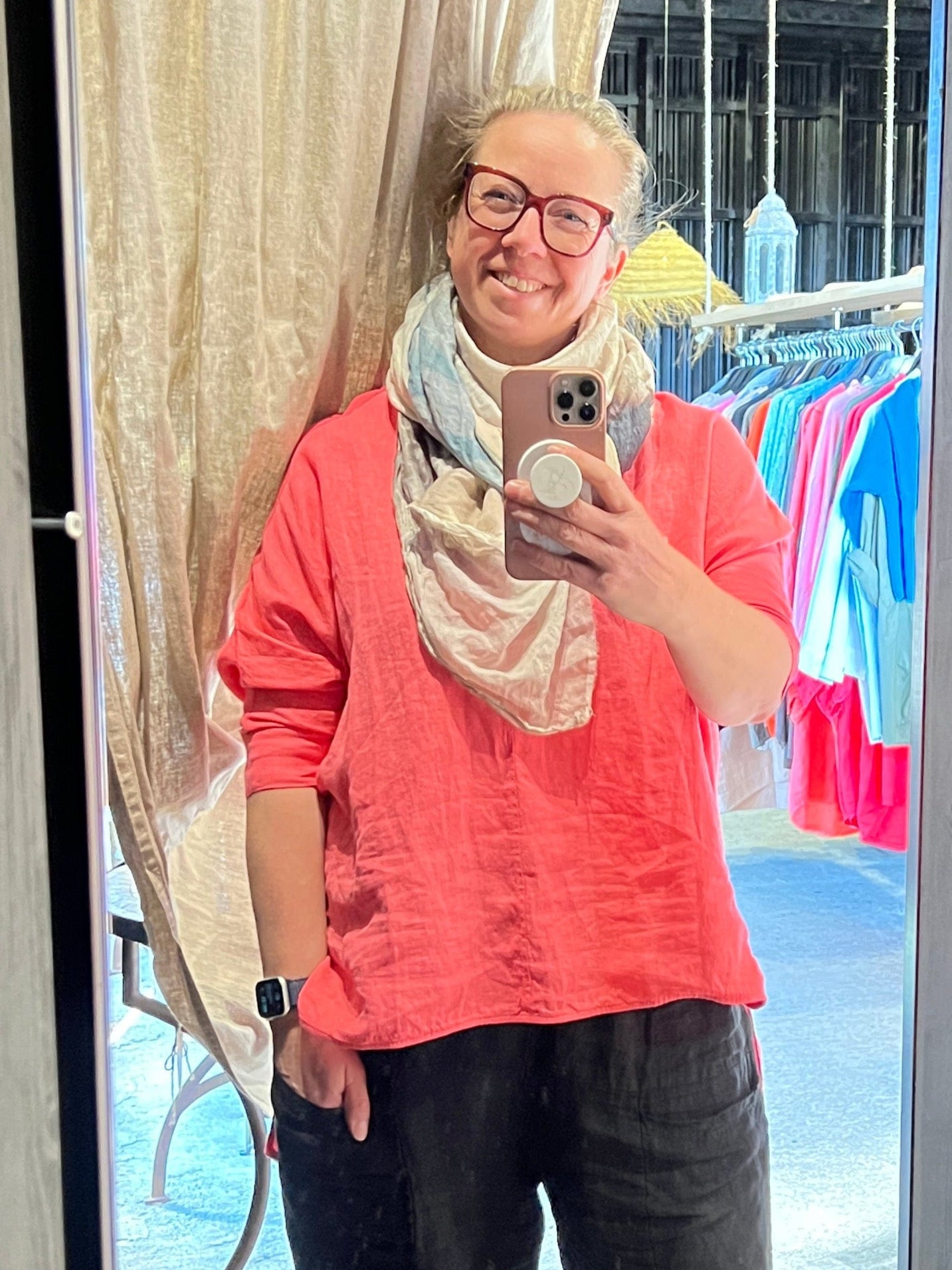 Skjorte i 100% lin ~ vid modell - Sweet Pink