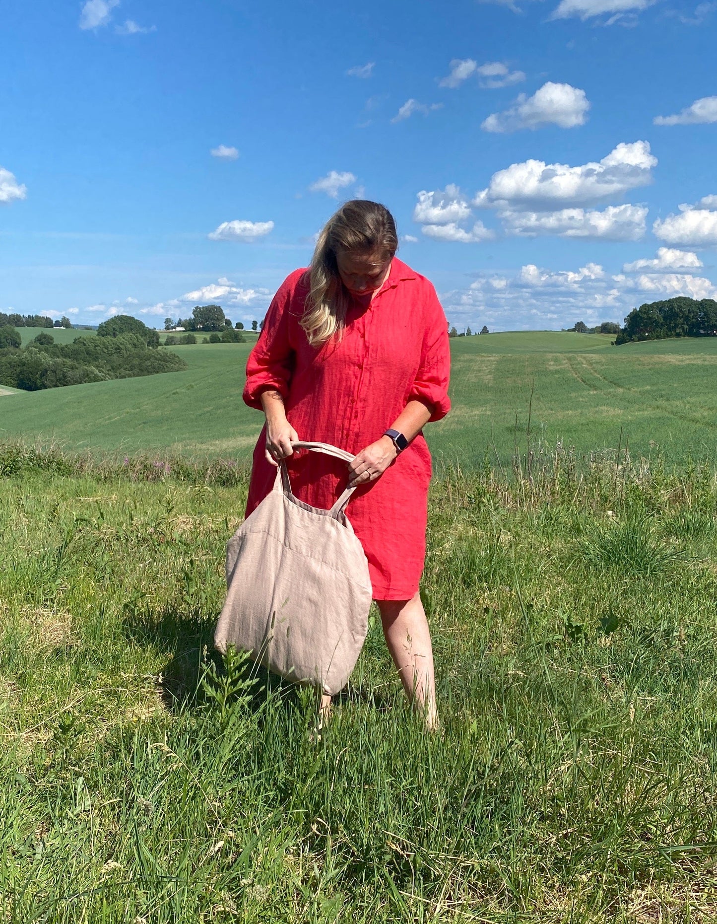 Lin bag ~ handlenett ~ Støvet rosa