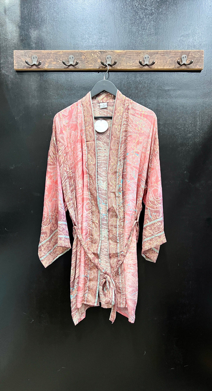 Kimono Paisley Kort Lys Rosa