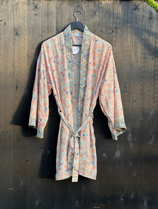 Kimono Paisley Kort ~ Lys Blå