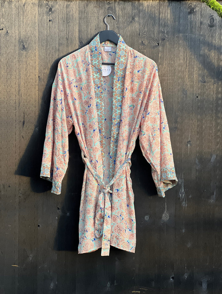 Kimono Paisley Kort ~ Lys Blå