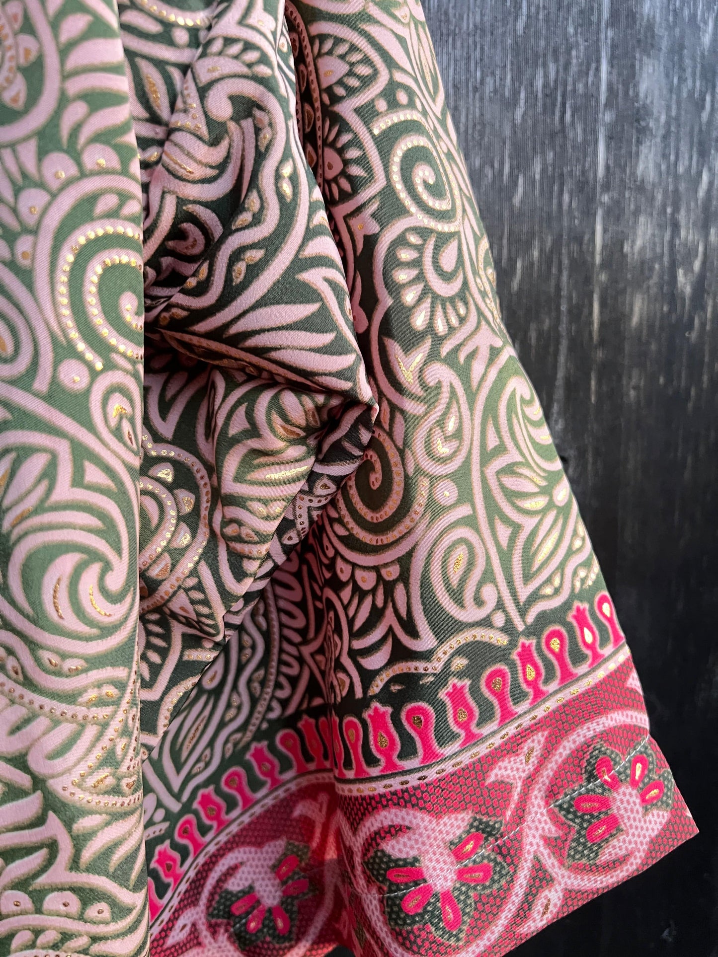 Kimono Paisley Lang ~ Mørk Grønn