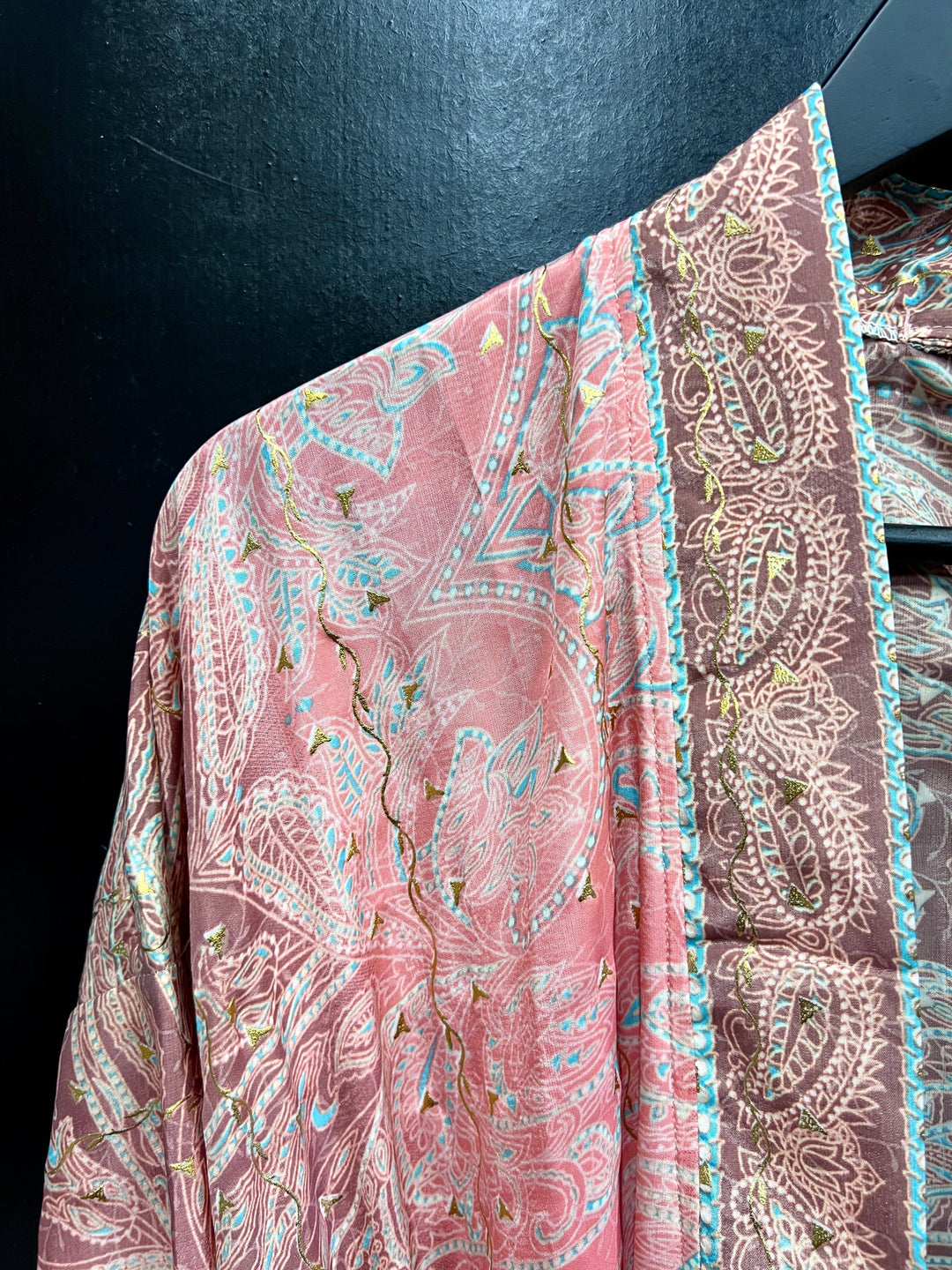 Kimono Paisley Kort Lys Rosa