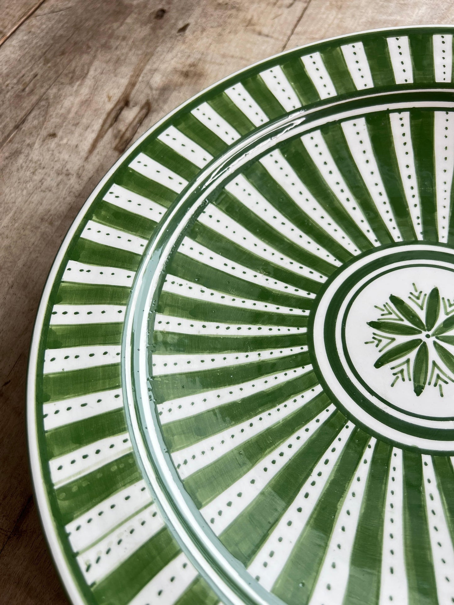 Marokkansk keramikk fat D35 ~ Grønne striper