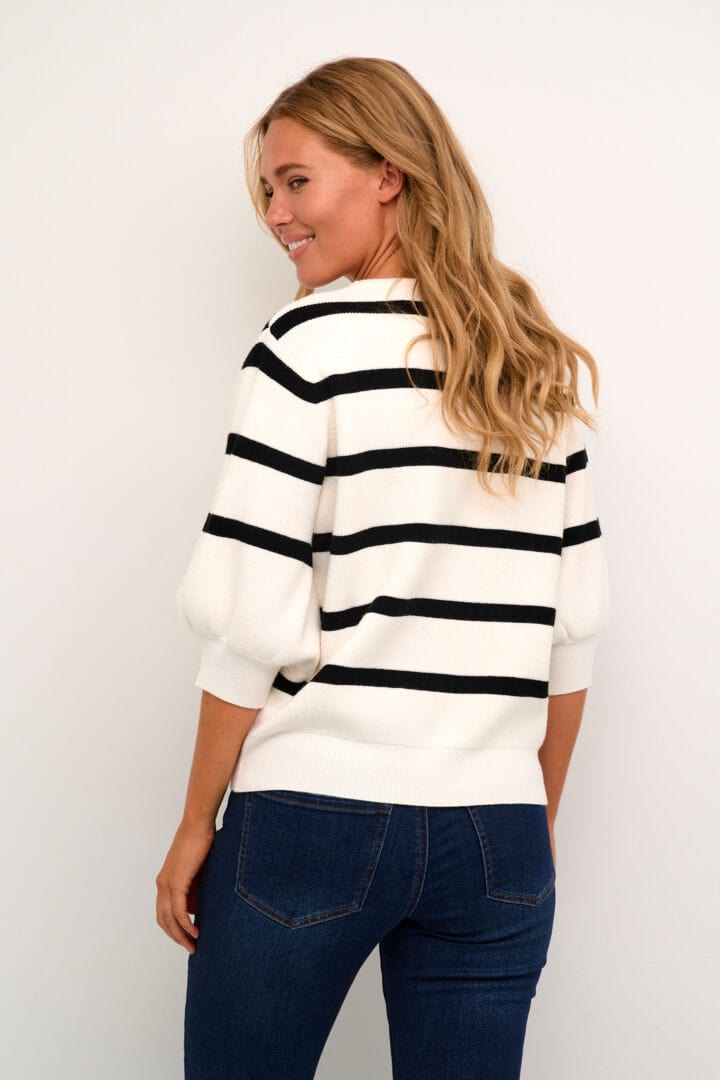 KAFFE cardigan KAmehra Chalk/Svart Stripet