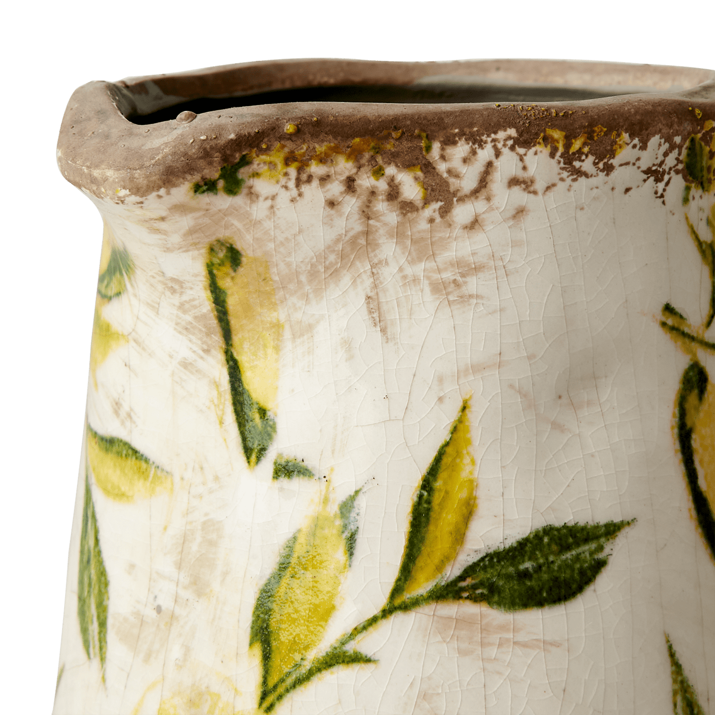 Vakre detaljer på vasen fra Affari i keramikk med et vakkert sitron mønster. Bruk vasen til tørkede blomster eller bare som den er for en herlig dekorativ detalj i hjemmet.