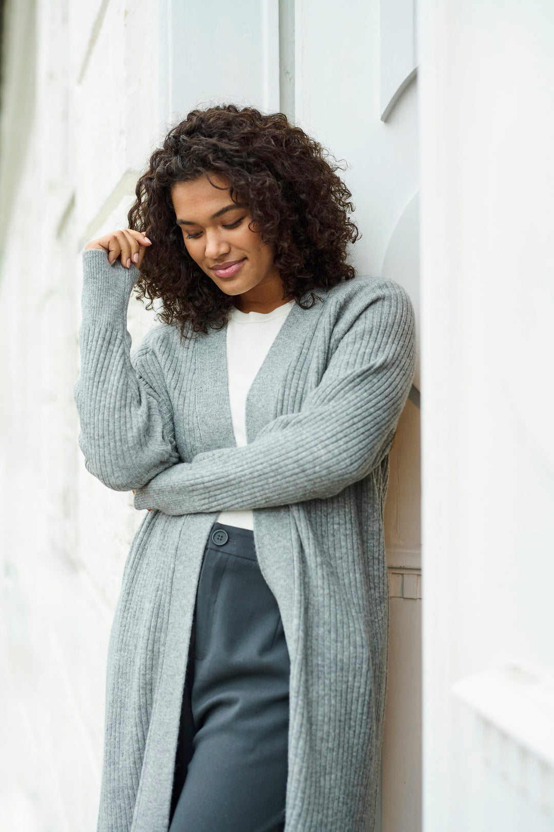 Lang cardigan KCrinye Grey Melange