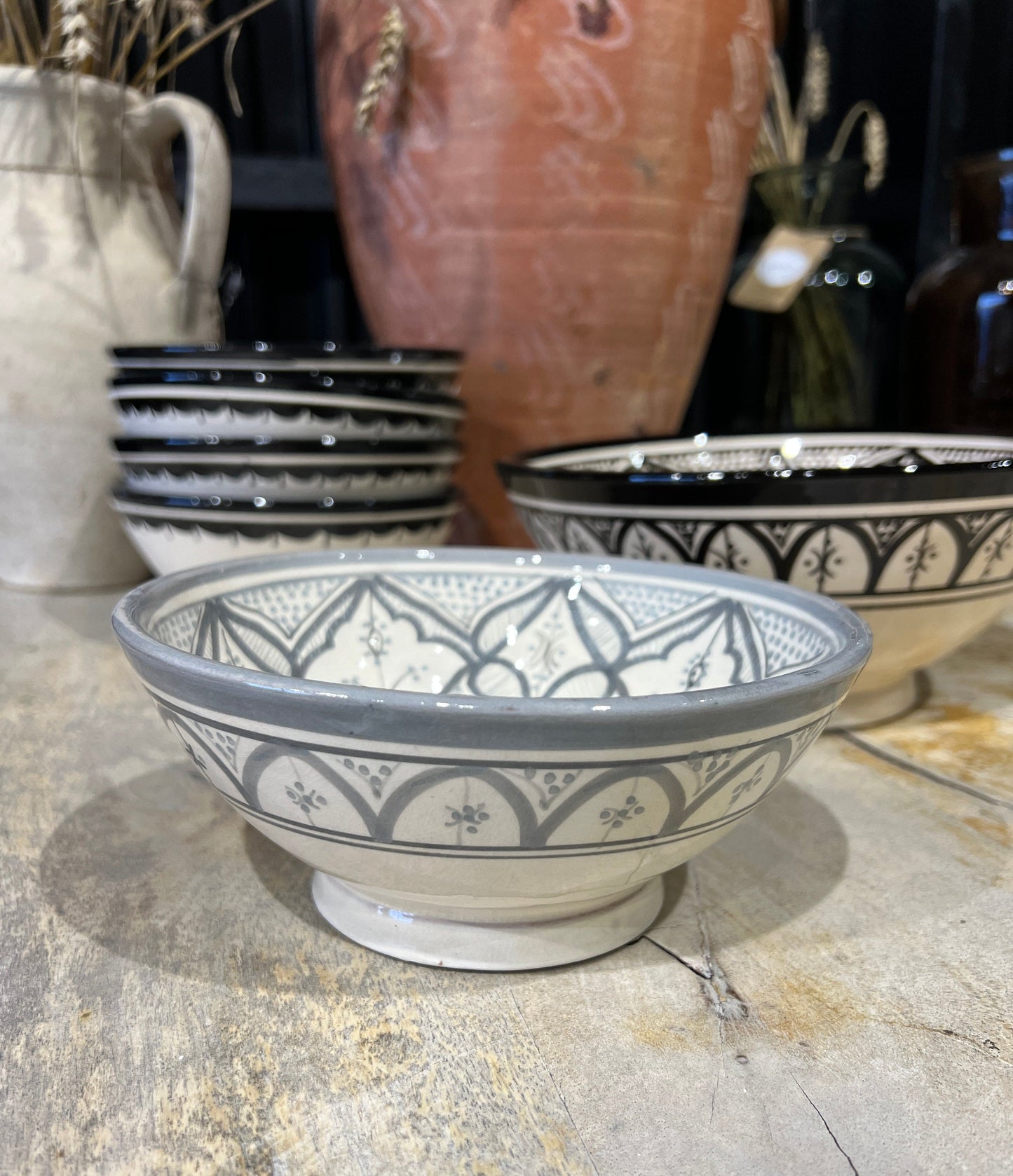 Marokkansk keramikk skål ~ Grå 3 størrelser